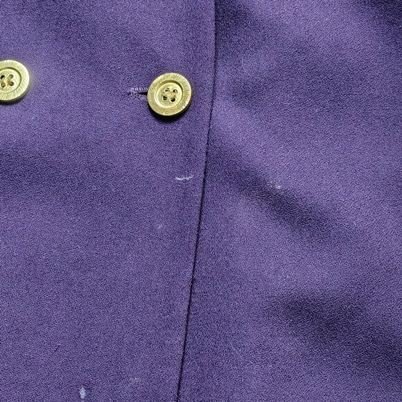 VINTAGE HARVE BENARD Trench Coat Women Petite 4P Wool Classic Tailored Flawed - Picture 4 of 12